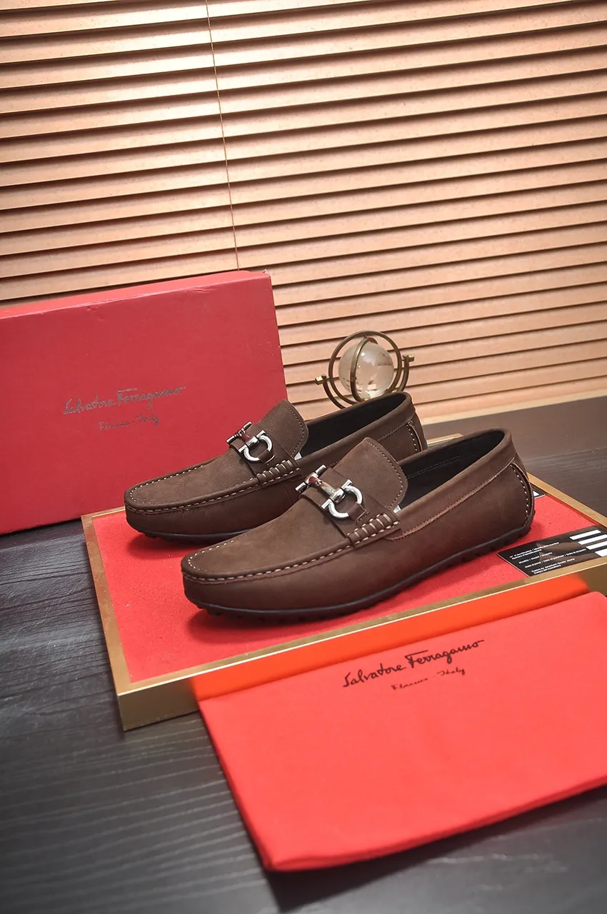 Men's shoes 💰460💶 [Ferragamo/Ferragamo] The latest model in the counter. Original imported open-sided fine cowhide hand-woven + imported 🐂 cowhide + original luxury metal buckle + original combination outsole. No pressure in comparison 38--44🎉